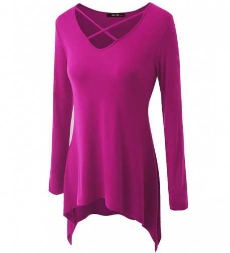 Womens Sleeve Casual T Shirt Jj_075_fuchsia