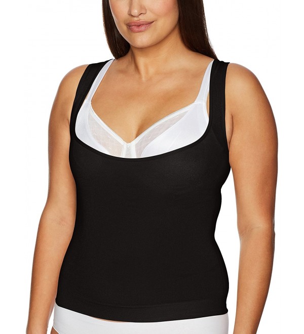 Women's Plus Size Seamless Wear Your Own Bra Camisole - Black - CZ184EOR4YY