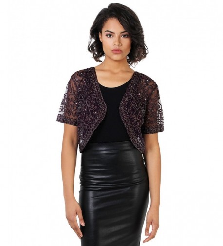 KRISP Sequin Embroidered Shrug 4149 PUR SM