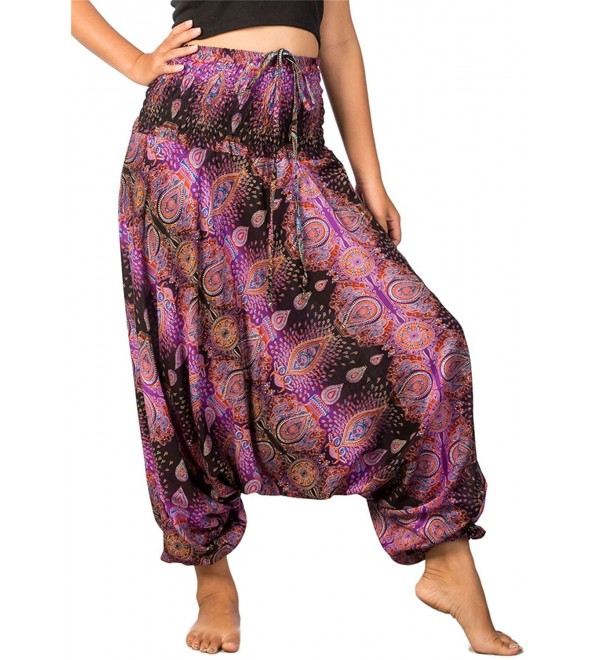 Women's Elephant Floral 2 in 1 Harem Pants Jumpsuit Trousers Rayon ...