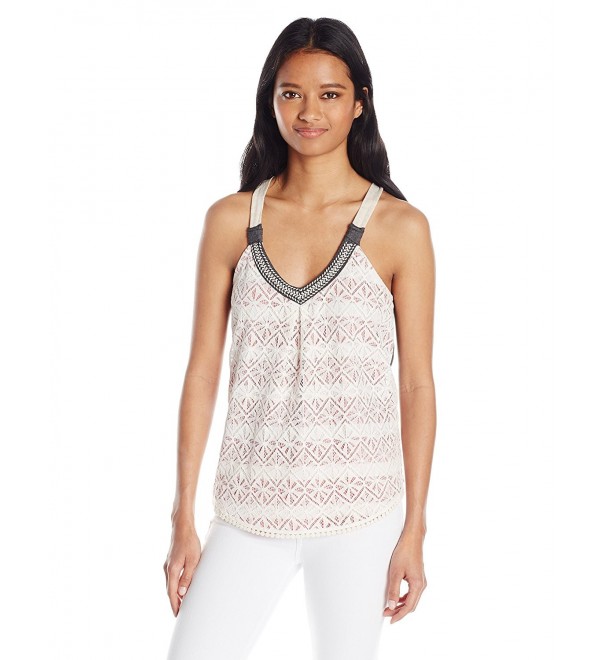 Women's Lace Overlay Tank - L. Blush - CL17YEH3GGY