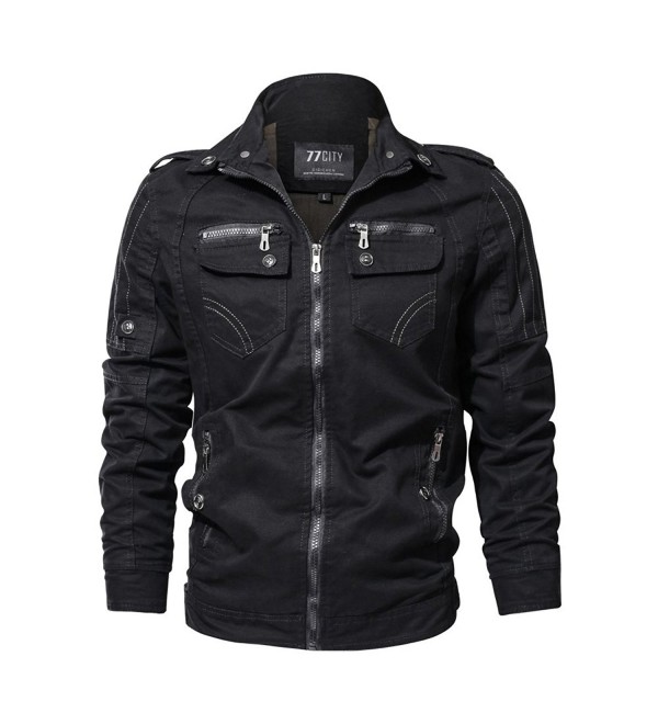 Men's Fashion Cotton Lightweight Military Windbreaker Jacket - Black ...