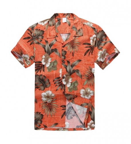 Hawaiian Shirt Aloha Orange Hibiscus