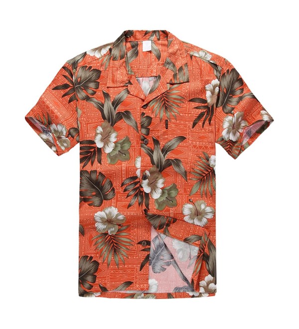 Hawaiian Shirt Aloha Orange Hibiscus