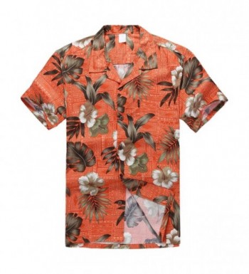 Hawaiian Shirt Aloha Orange Hibiscus