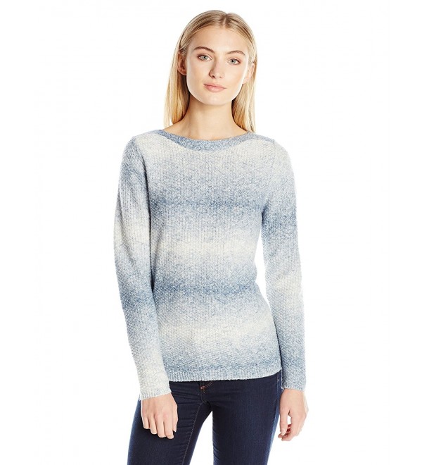 Leo & Nicole Women's Missy Long Sleeve Textured Boat Neck Pullover ...
