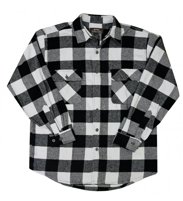 Men's Plaid Flannel Cotton Button Down Shirt - Coal - C912N7X43LE