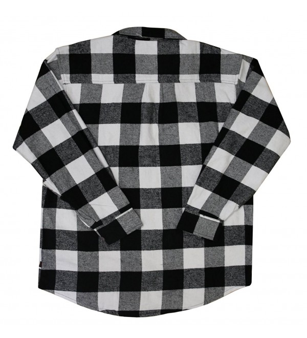 Men's Plaid Flannel Cotton Button Down Shirt - Coal - C912N7X43LE