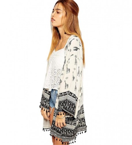 Cami sunny Printed Tasseled Cardigan Giraffe