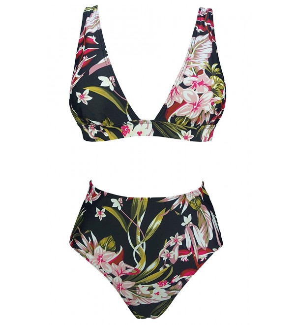 GreenYellow Curacao V Neckline Swimsuit - Lush Floral - CV1896S067W