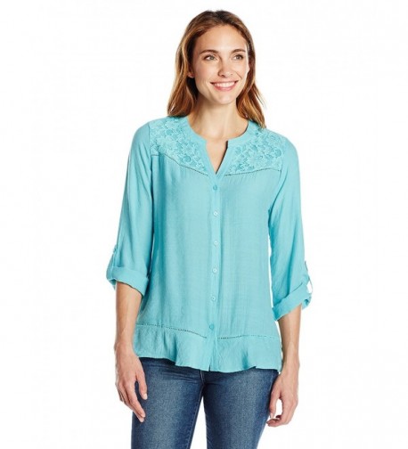 Notations Womens Button Blouse Chiclily