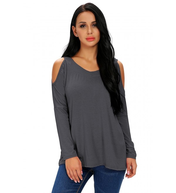 FISOUL Shoulder Blouses Sleeve T Shirts