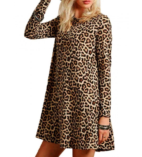 Joeoy Womens Casual Leopard Dress L