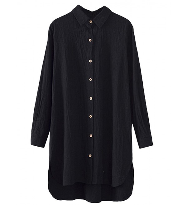 Women's Solid Hi Low Blouse Tops T-Shirt Dresses - Black - CF1850CS3M2