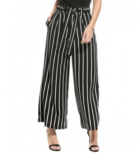 Womens Stripe Belted Palazzo Capris