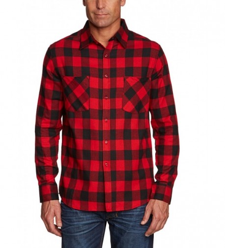 Mens Shirt TB297 Checked Flanell Shirt - Black/Red - CF1194WEBK7