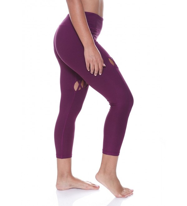 N.Y.L. Women's Capri Criss Cross Thigh Cutout Workout Yoga Leggings ...