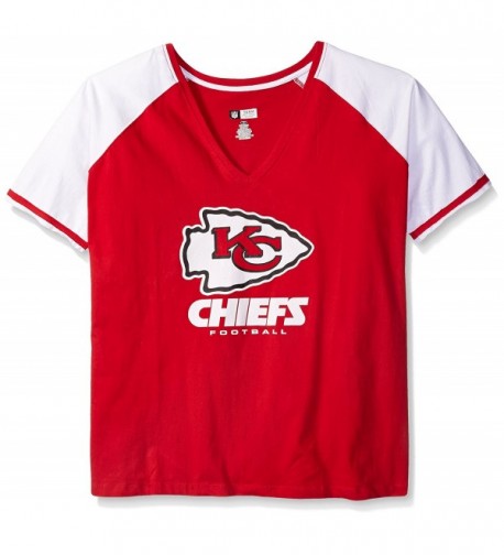 NFL Kansas City Chiefs Women's Plus Size Deep Vee Raglan Tee- 1X- Red ...