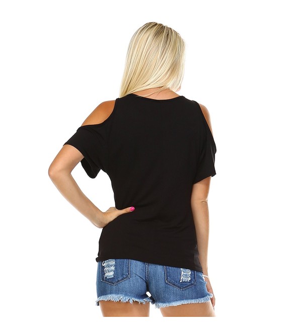 Women S Open Cutout Cold Shoulder Short Sleeve Top Made In Usa