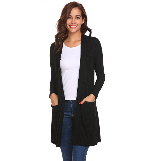 Womens Basic Long Sleeve Draped Open Front Solid Waterfall Cardigan ...