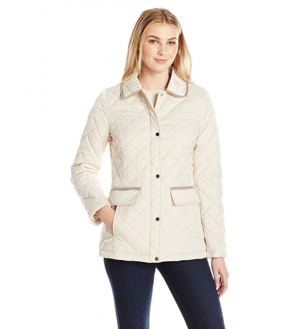 Lark & Ro Women's Quilted Barn Jacket - Pearl - CK12O7XMMEU