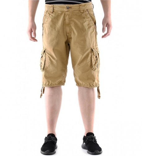 Mens Cotton Multi Pockets Baggy Cargo Shorts - 2khaki - CO183IO5HZ8