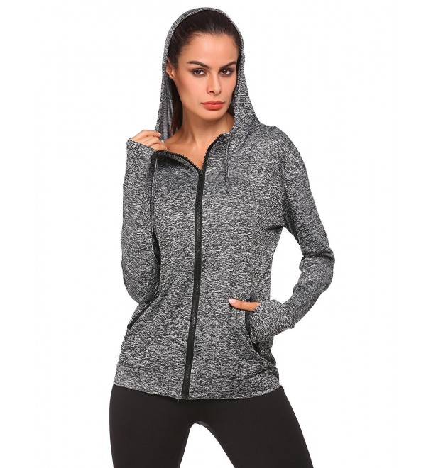 Women's Lightweight Active Performance Full-Zip Hoodie Jacket With ...