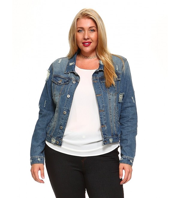 Zenobia Womens Plus Denim Jacket