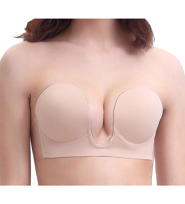 Buy Push up Plunge Invisible Adhesive Bra Sticky Strapless Backless Bra for...