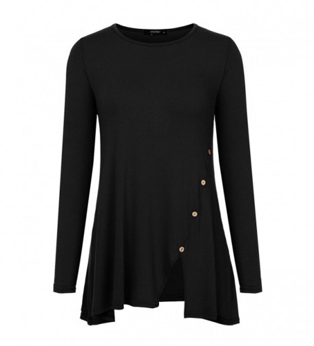 Mixfeer Womens Hemline T Shirt Buttons