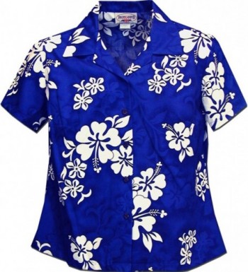 Ladies Hawaiian Shirts White Hibiscus