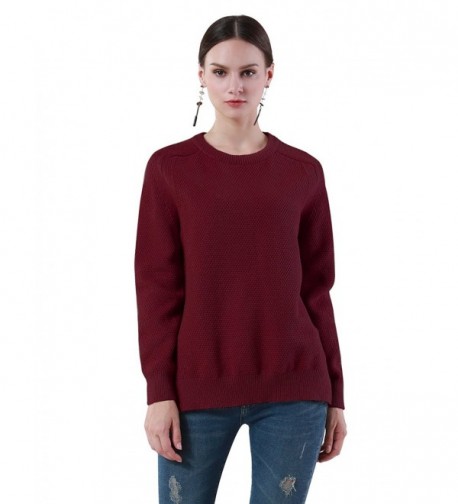 ninovino Womens Crewneck Solid Sweater