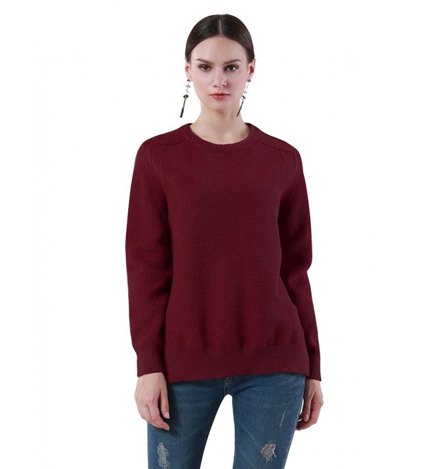 ninovino Womens Crewneck Solid Sweater