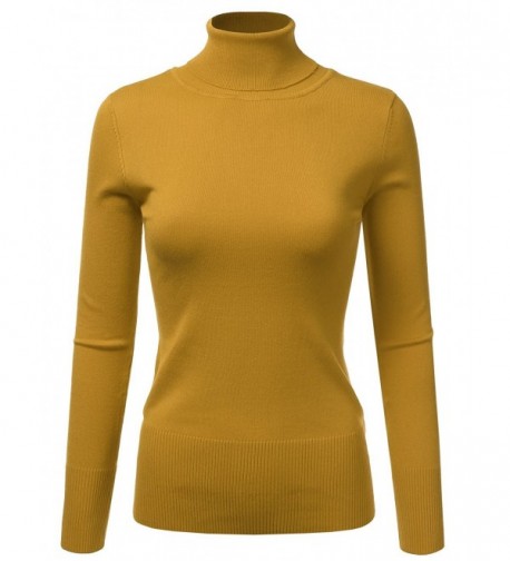 Doublju Sleeve Turtleneck Sweater Mustard