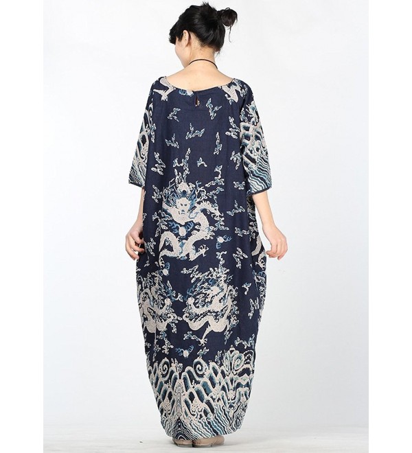 Women's Dragon Print Pattern Clothing - Blue Half Sleeve - CW11A5ZN13T