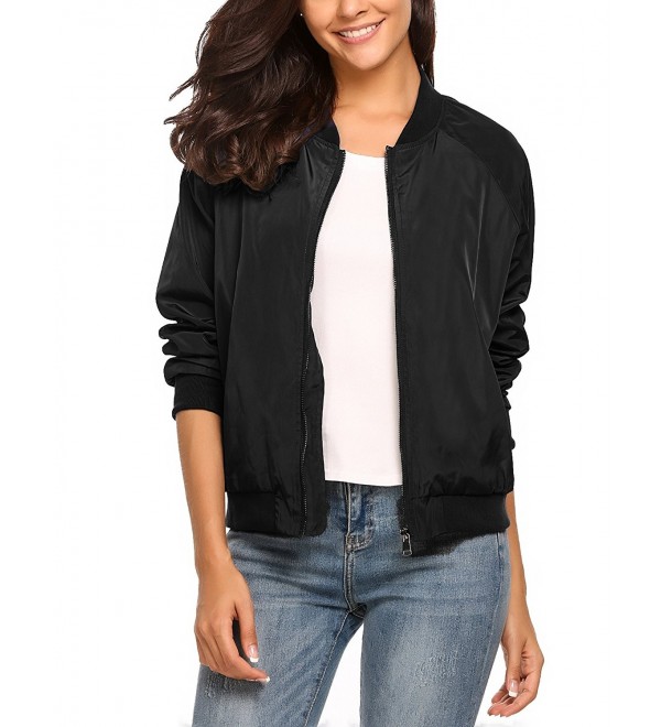 Womens Classic Quilted Jacket Short Bomber Lightweight Jacket Coat ...