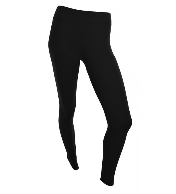 Ladies' Legging- Thicker Material- Wide Waist Band - Black - CQ11OY1BC19