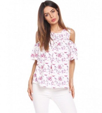 BEAUTYTALK Womens Shoulder Floral Ruffle