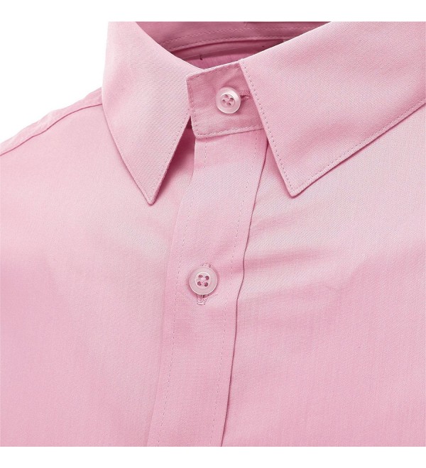 Mens Slim Fit Basic Dress Shirts Short Sleeve - Pink - C012CULCQ19