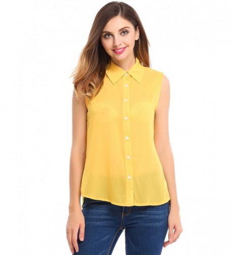 womens yellow button down shirt