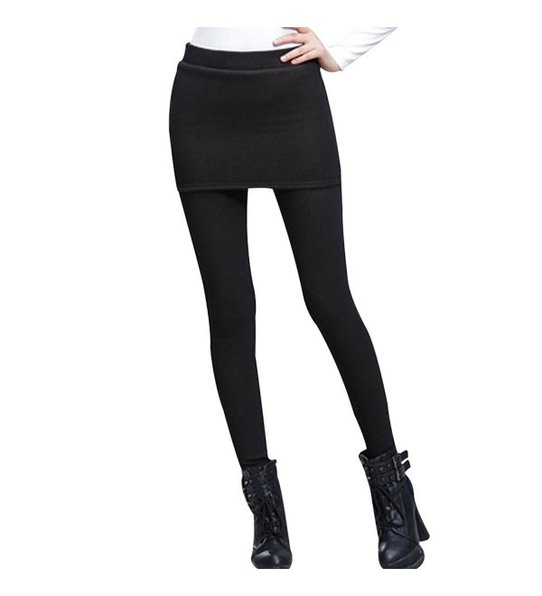 Women's Thermal Winter Fleece Lined Pants Skinny Skirt Leggings Tights ...