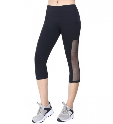 Womens Mesh Capri Workout Yoga Pants Running Tights Active Leggings ...