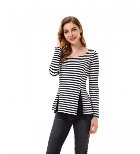 Apperloth Womens Striped Sleeve Peplum