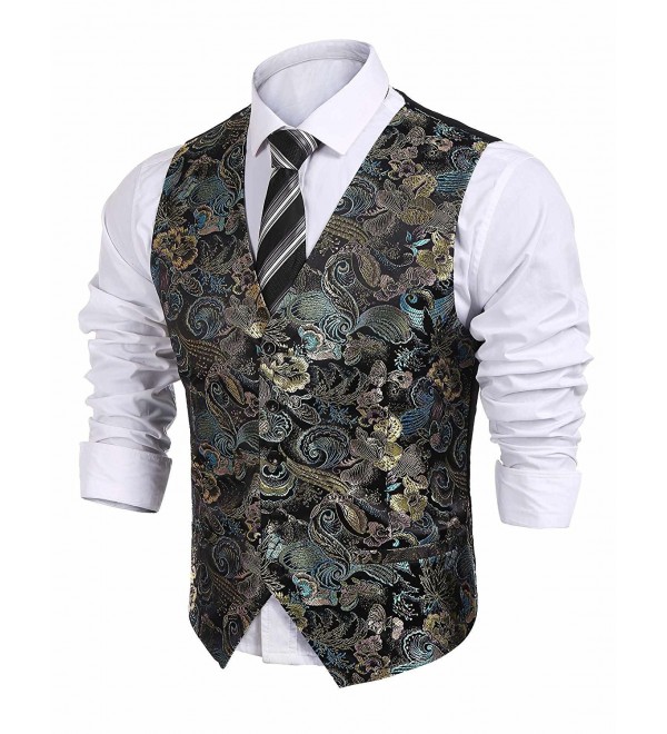 Mens Formal Paisley Dress Vests Dragon Graphic Fashion Waistcoat For ...