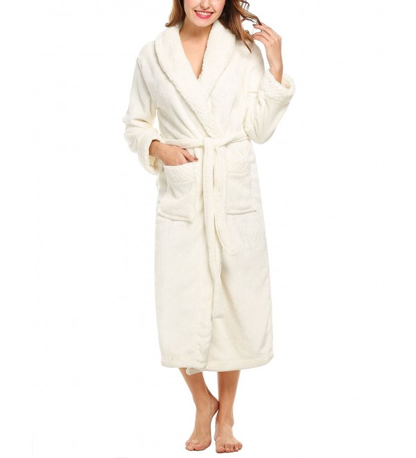 Women's Fleece Robes Super Plush Microfiber Bathrobe With 2 Pockets S ...