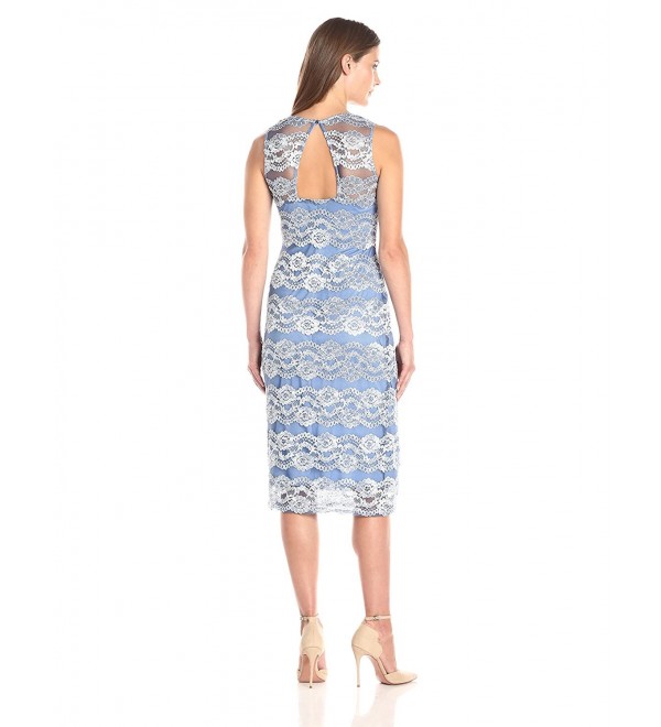 Apparel Women's Mid-Length Lace Dress - Wedgewood - C2129THX2UV