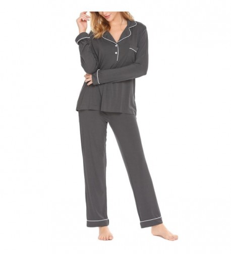 CNlinkco Sleeve Pajama Button Sleepwear