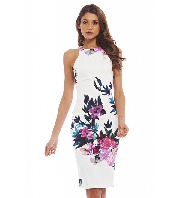 AX Paris Women's Floral Bodycon Midi Dress - Cream - CD11U2KSOZ3