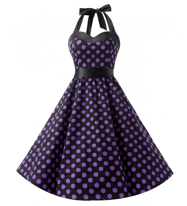 DRESSTELLS Rockabilly Cocktail Purple Dot