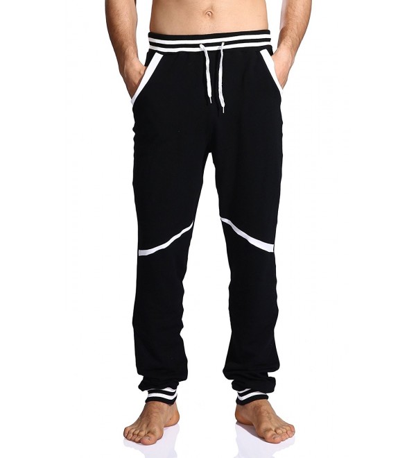 Men's Casual Baggy Drawstring Jogger Sweatpants - Black - CW12O2IX6DZ